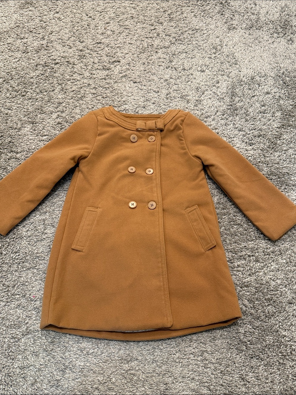 OshKosh B'gosh Girls' Double-Breasted Camel Brown Pea Coat